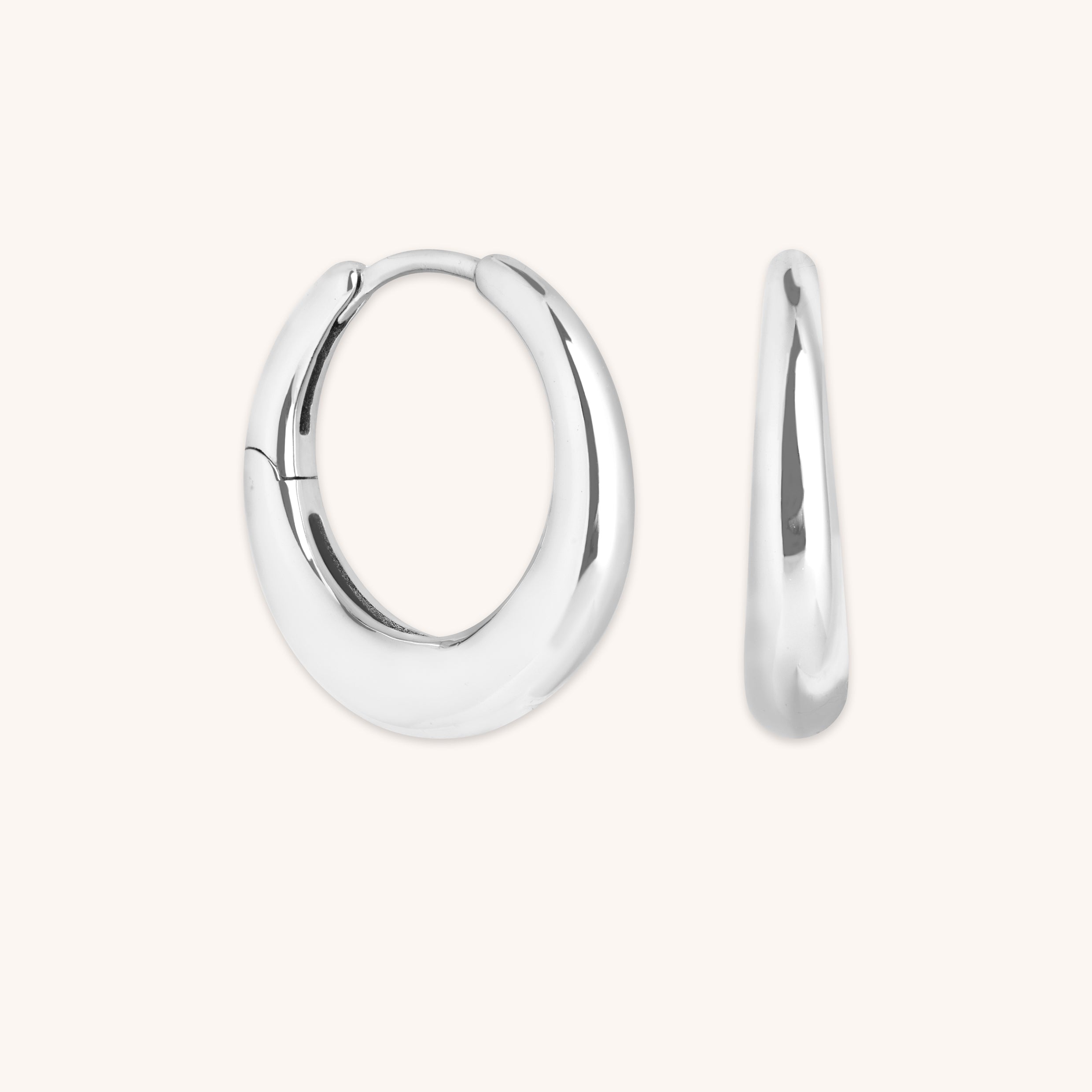 Earrings - Dome Medium Hoops in Silver - Hoop Earrings - Astrid & Miyu