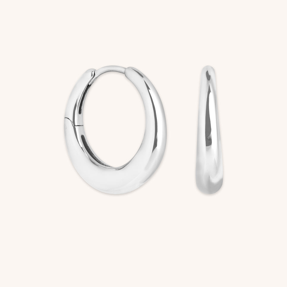 Earrings - Dome Medium Hoops in Silver - Hoop Earrings - Astrid & Miyu