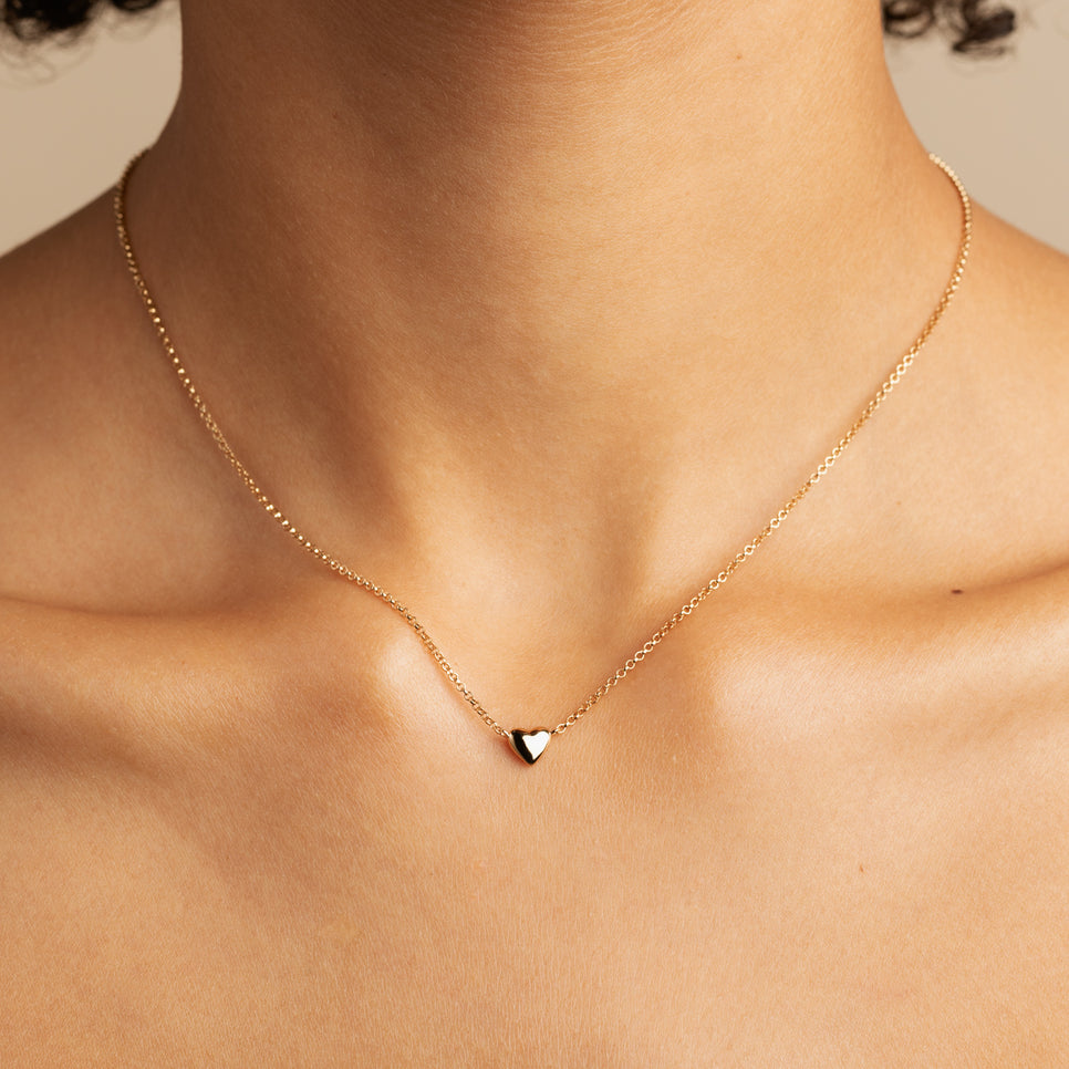 18k Gold Plated Jewellery - Love Heart Charm Necklace in Gold - Charm Necklaces - Astrid & Miyu