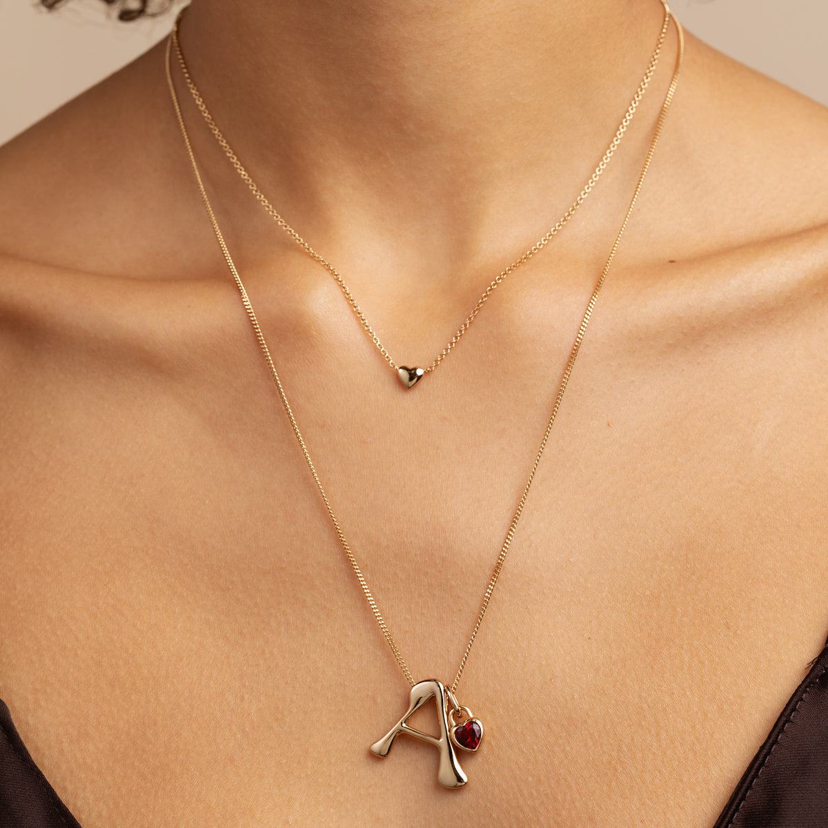 18k Gold Plated Jewellery - Love Heart Charm Necklace in Gold - Charm Necklaces - Astrid & Miyu