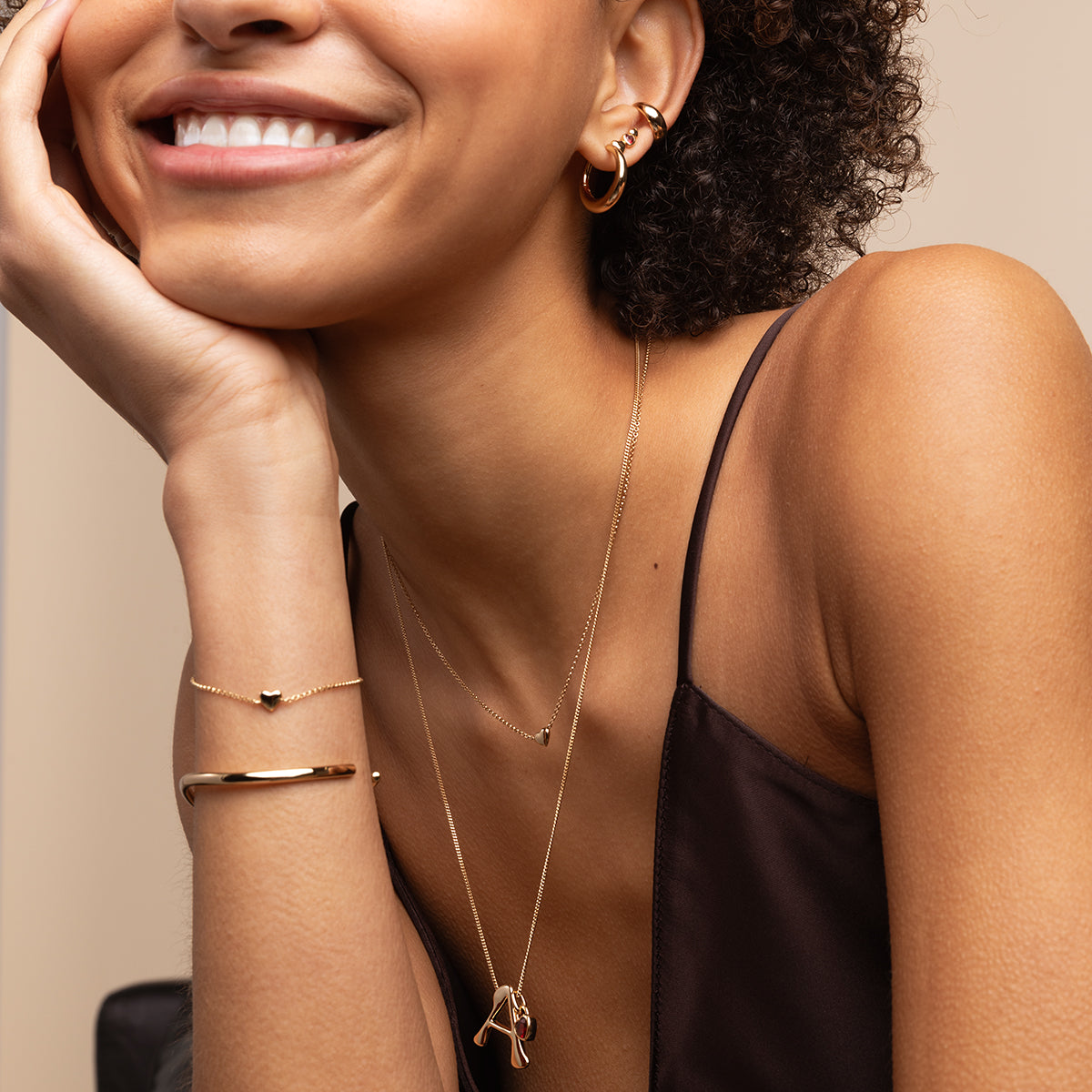 18k Gold Plated Jewellery - Love Heart Charm Necklace in Gold - Charm Necklaces - Astrid & Miyu