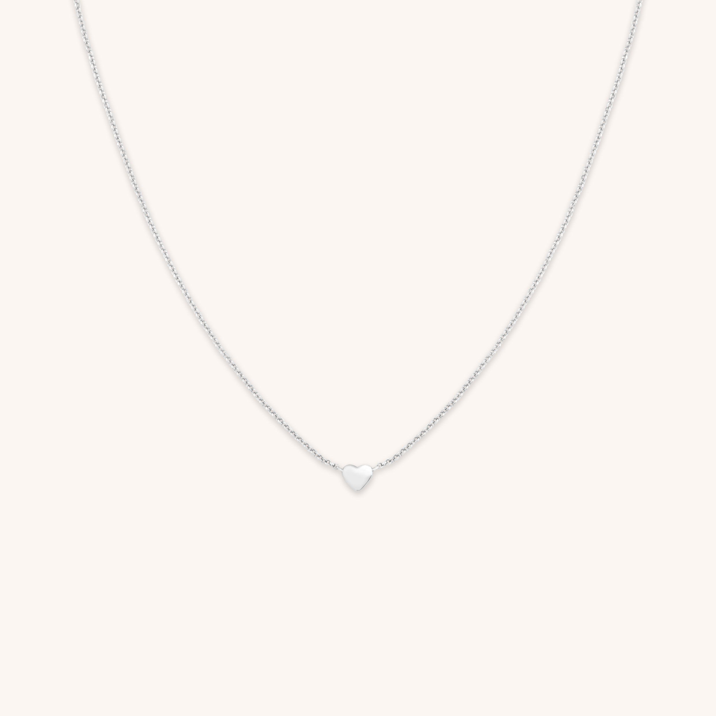 Charm Necklaces - Love Heart Charm Necklace in Silver - Charm Necklaces - Astrid & Miyu