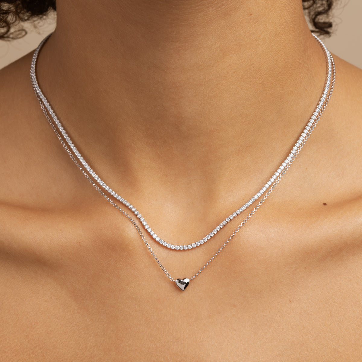 Charm Necklaces - Love Heart Charm Necklace in Silver - Charm Necklaces - Astrid & Miyu