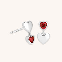 Earrings - Red Heart Drop Studs in Silver - Stud Earrings - Astrid & Miyu