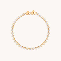 18k Gold Plated Jewellery - Heart Bezel Tennis Bracelet in Gold - Chain Bracelet - Astrid & Miyu