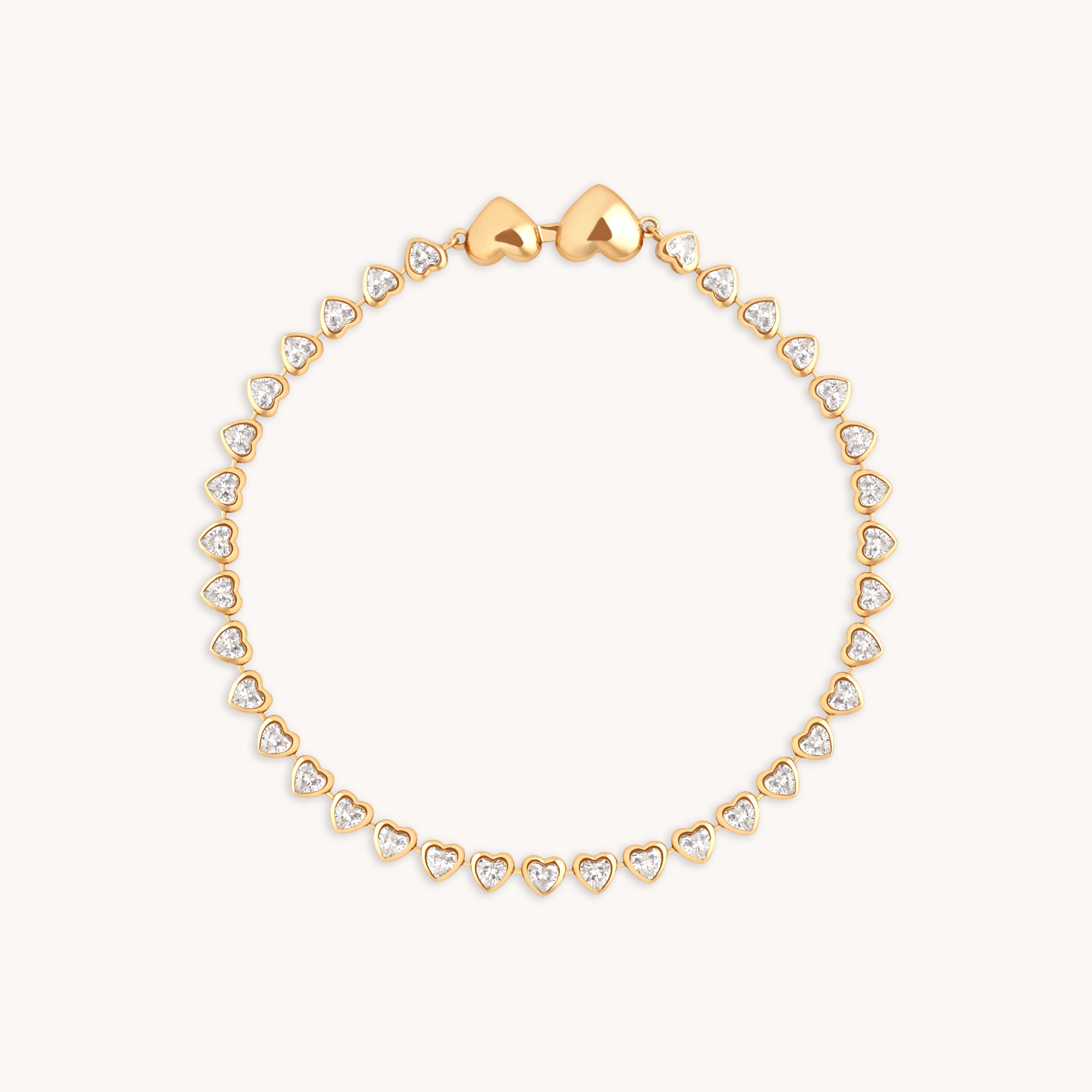 18k Gold Plated Jewellery - Heart Bezel Tennis Bracelet in Gold - Chain Bracelet - Astrid & Miyu