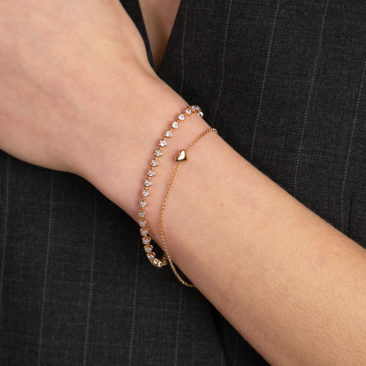 18k Gold Plated Jewellery - Heart Bezel Tennis Bracelet in Gold - Chain Bracelet - Astrid & Miyu