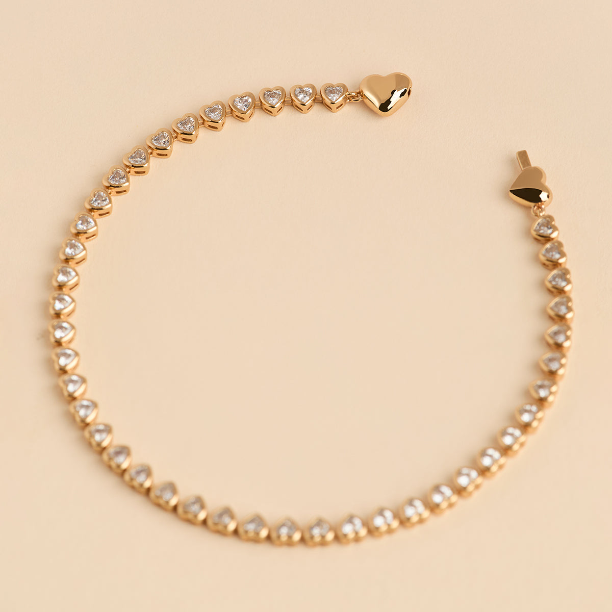 Heart Bezel Tennis Bracelet in Gold-Astrid & Miyu