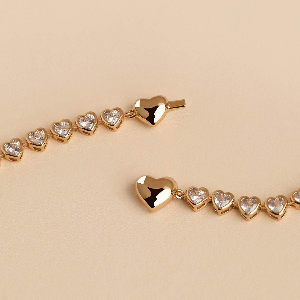 Heart Bezel Tennis Bracelet in Gold-Astrid & Miyu