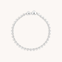 Bracelets - Heart Bezel Tennis Bracelet in Silver - Chain Bracelet - Astrid & Miyu
