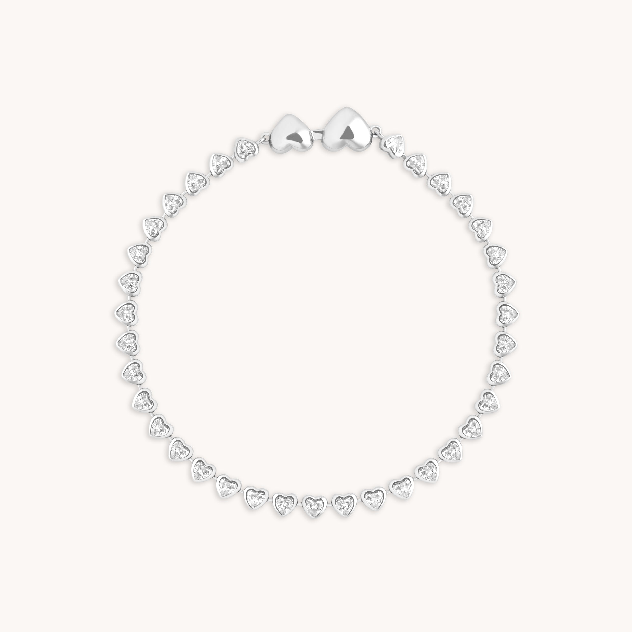 Bracelets - Heart Bezel Tennis Bracelet in Silver - Chain Bracelet - Astrid & Miyu