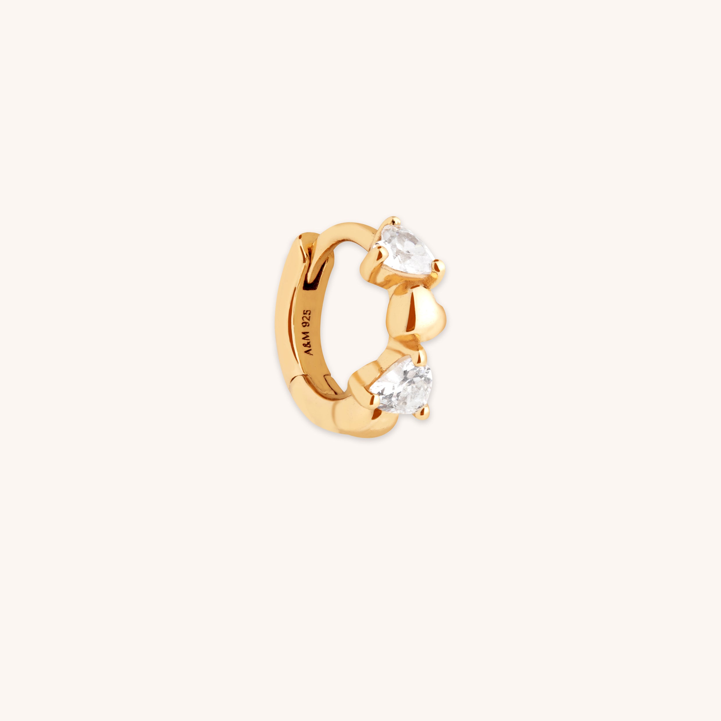 18k Gold Plated Jewellery - Heart Crystal Hoop in Gold - Hoop Earrings - Astrid & Miyu