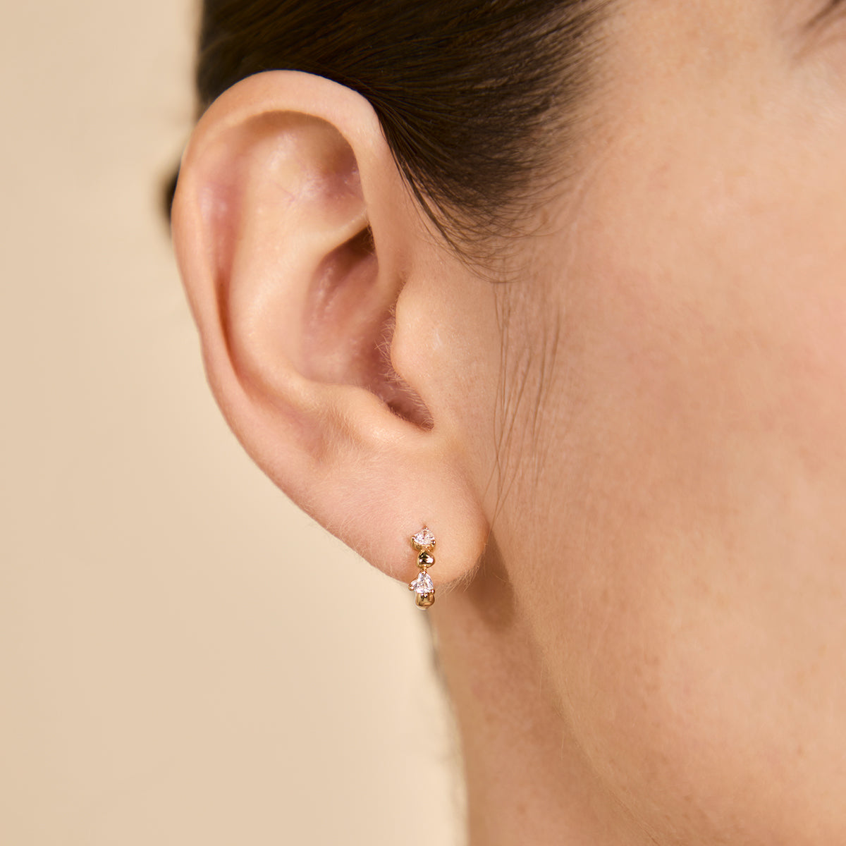 18k Gold Plated Jewellery - Heart Crystal Hoop in Gold - Hoop Earrings - Astrid & Miyu