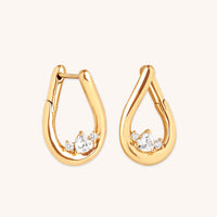 18k Gold Plated Jewellery - Hidden Heart Molten Hoops in Gold - Hoop Earrings - Astrid & Miyu