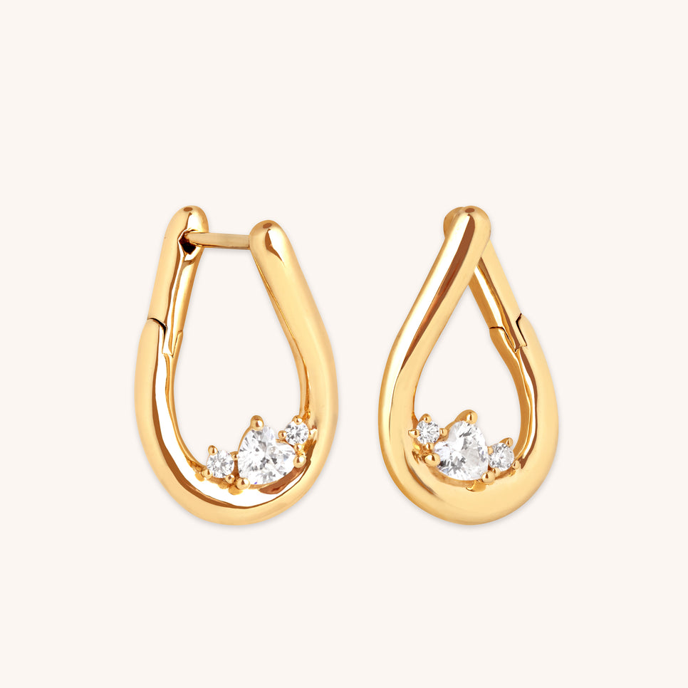 18k Gold Plated Jewellery - Hidden Heart Molten Hoops in Gold - Hoop Earrings - Astrid & Miyu