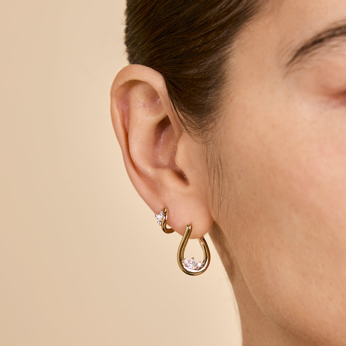 18k Gold Plated Jewellery - Hidden Heart Molten Hoops in Gold - Hoop Earrings - Astrid & Miyu