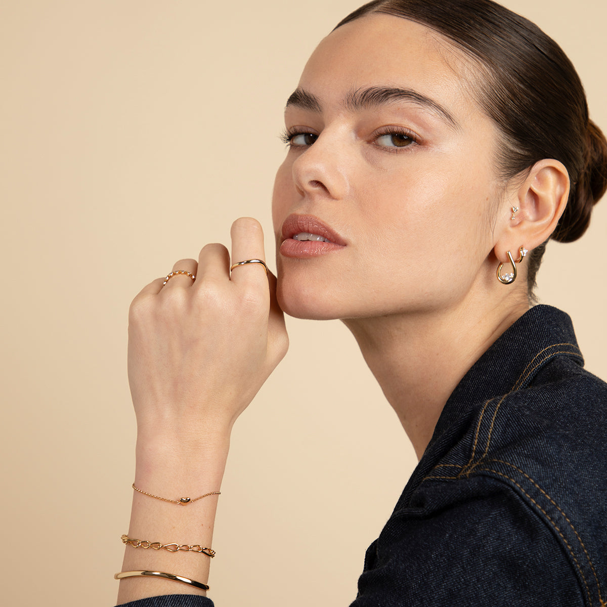 18k Gold Plated Jewellery - Hidden Heart Molten Hoops in Gold - Hoop Earrings - Astrid & Miyu
