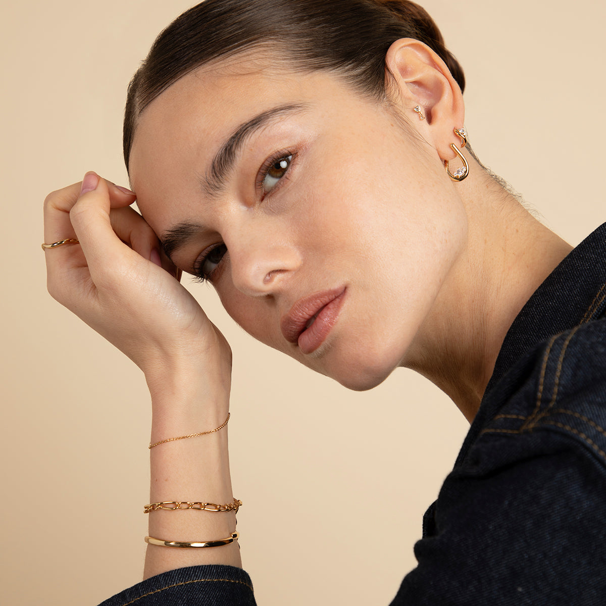 18k Gold Plated Jewellery - Hidden Heart Molten Hoops in Gold - Hoop Earrings - Astrid & Miyu