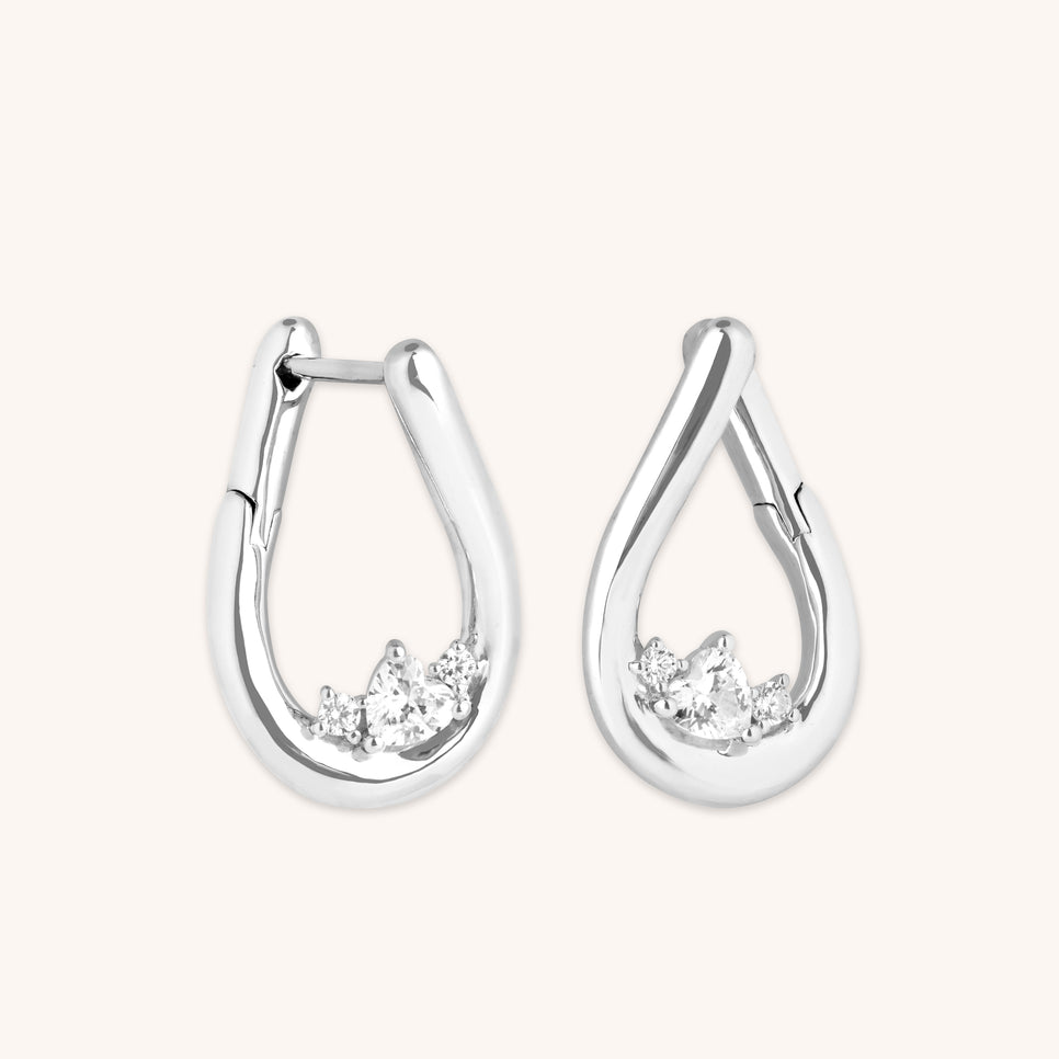 Destiny Collection - Hidden Heart Molten Hoops in Silver - Hoop Earrings - Astrid & Miyu
