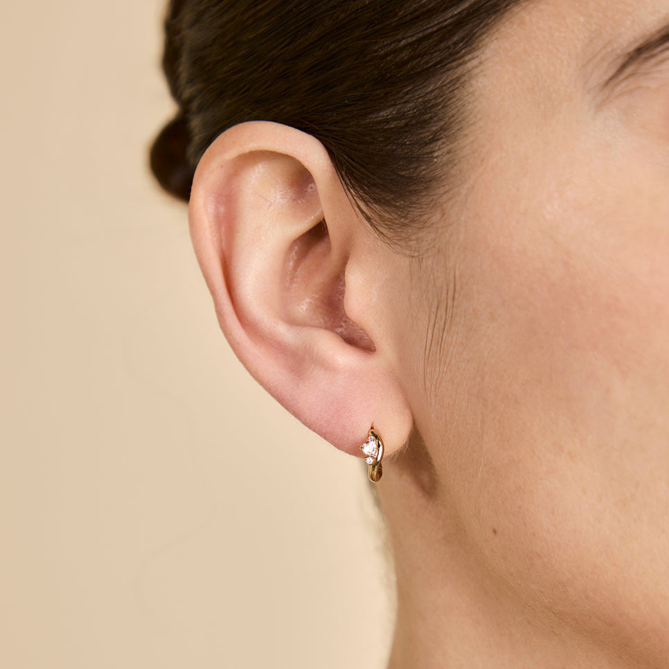 18k Gold Plated Jewellery - Hidden Heart Molten Huggies in Gold - Huggies - Astrid & Miyu