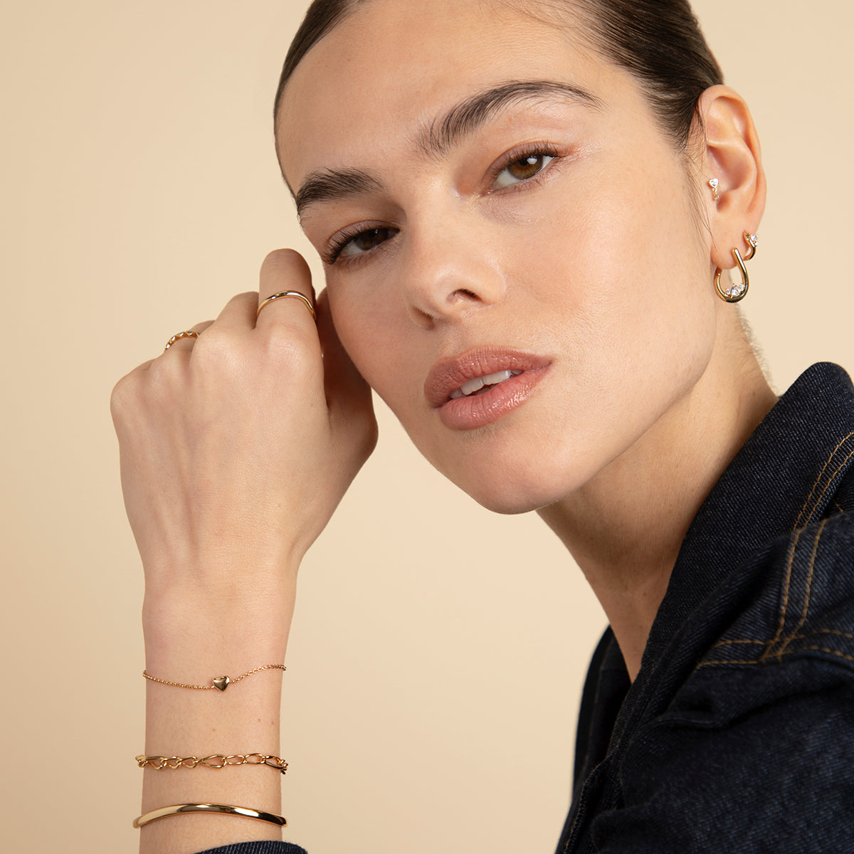 18k Gold Plated Jewellery - Hidden Heart Molten Huggies in Gold - Huggies - Astrid & Miyu