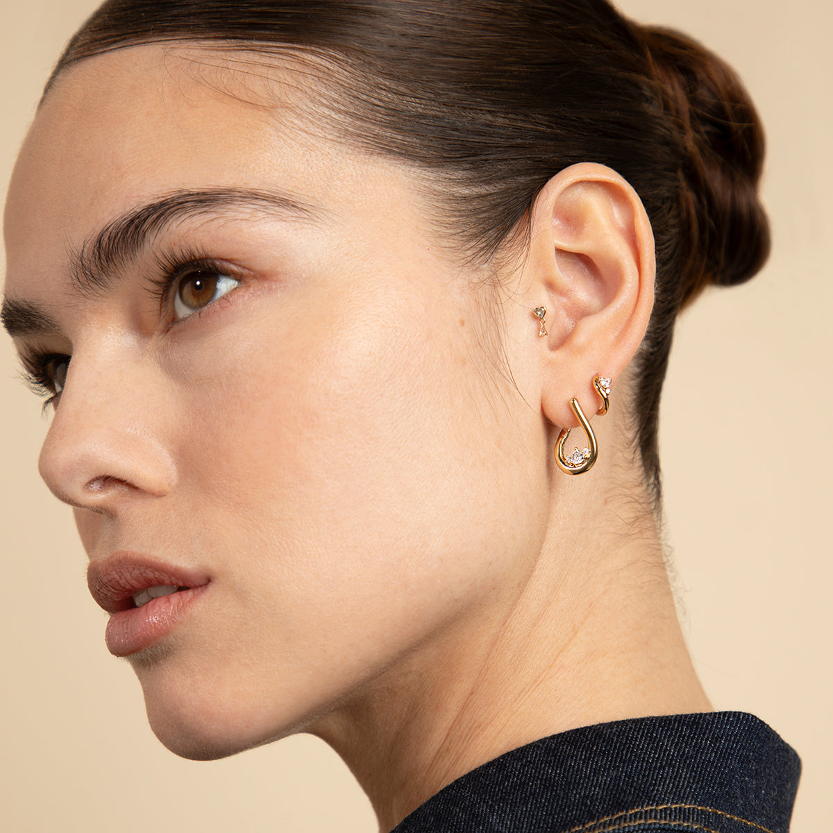 18k Gold Plated Jewellery - Hidden Heart Molten Huggies in Gold - Huggies - Astrid & Miyu