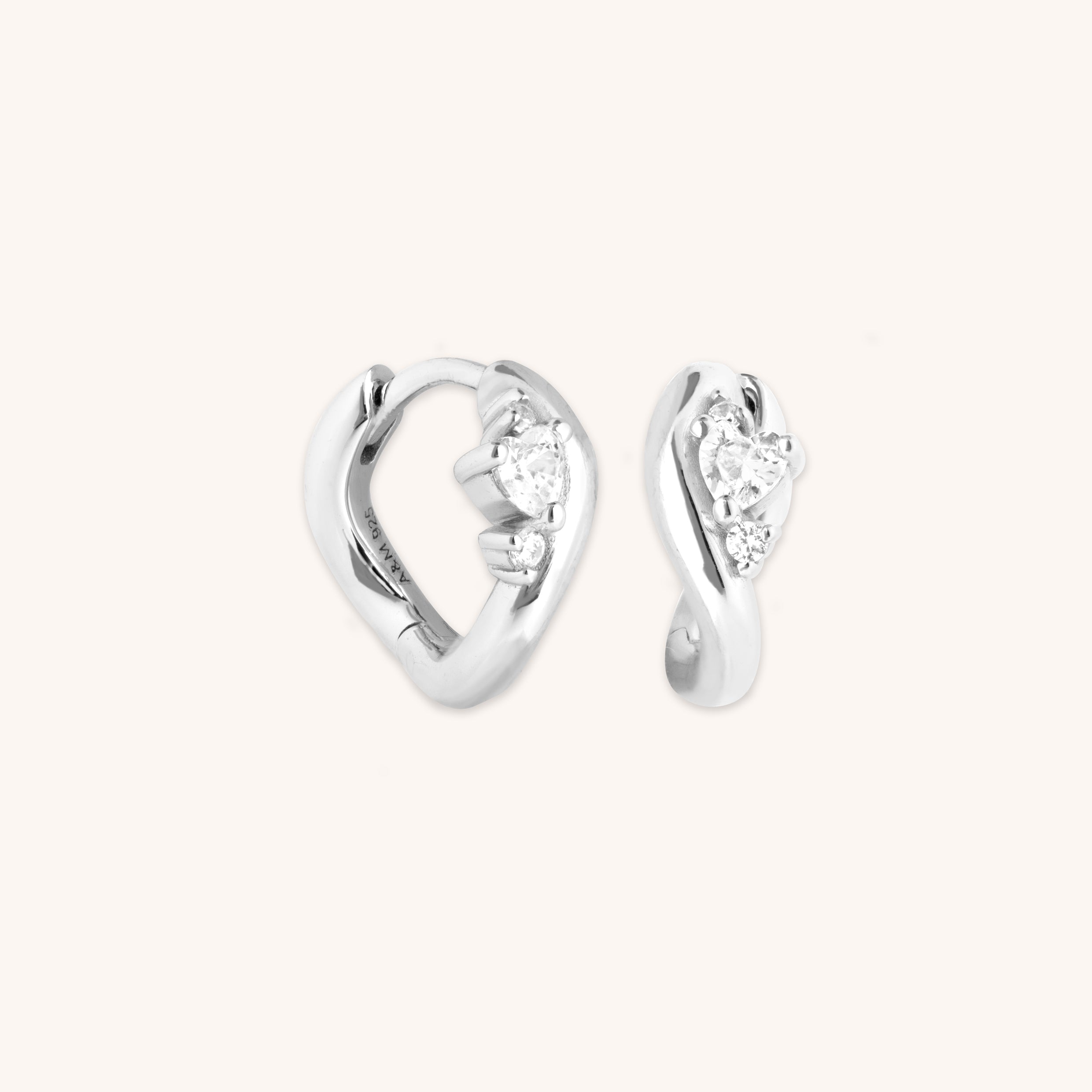 Hidden Heart Molten Huggies in Silver-Astrid & Miyu