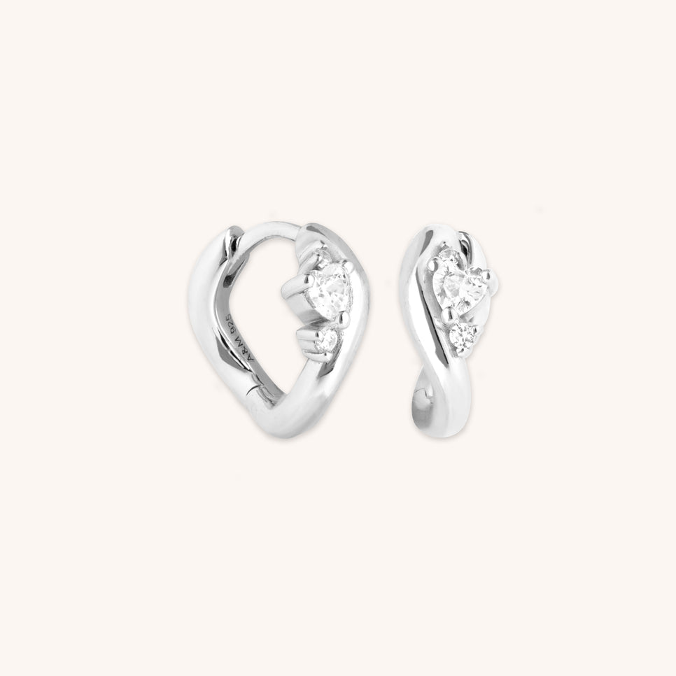 Hidden Heart Molten Huggies in Silver-Astrid & Miyu