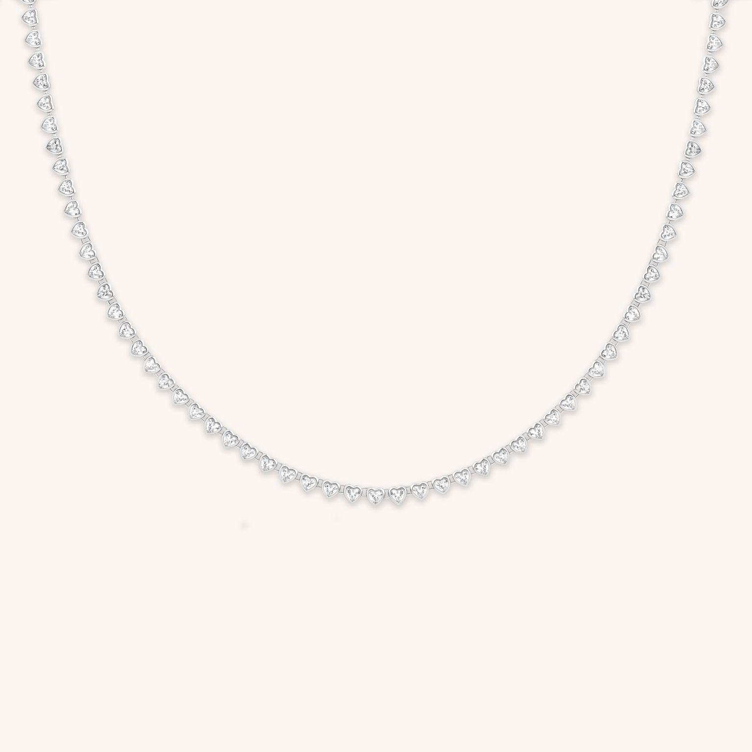 Destiny Collection - Heart Bezel Tennis Necklace in Silver - Necklaces - Astrid & Miyu