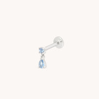 Blue Spinel Charm Piercing Stud in Solid White Gold-Astrid & Miyu