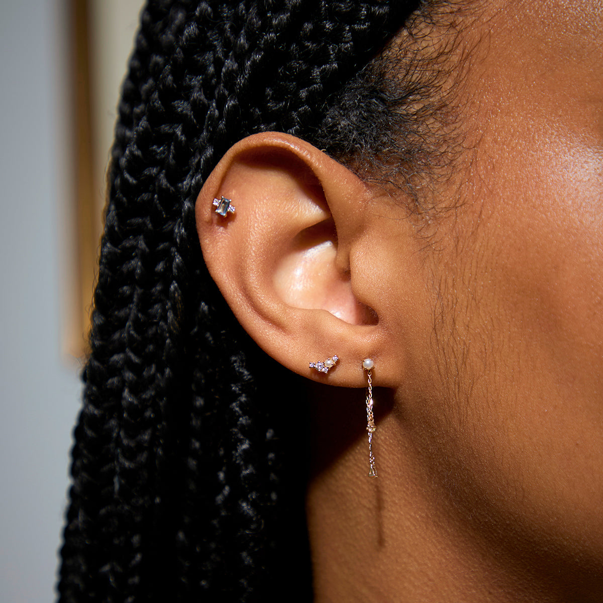 Lab Diamond & Blue Spinel Cluster Piercing Stud-Astrid & Miyu