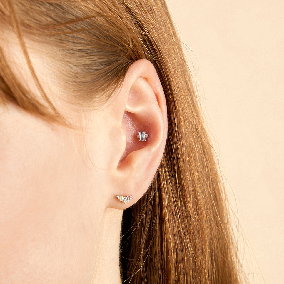 Lab Diamond & Blue Spinel Cluster Piercing Stud-Astrid & Miyu