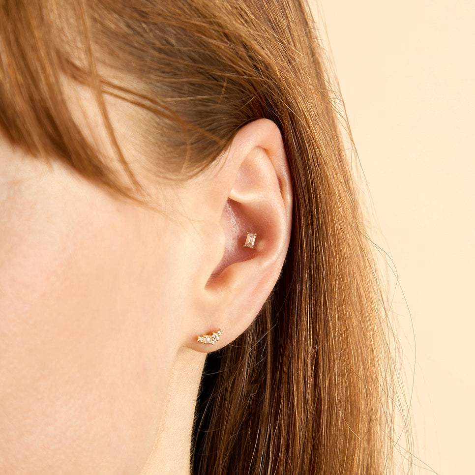 Lab Diamond Baguette Piercing Stud-Astrid & Miyu