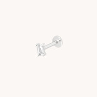 Diamond Baguette Piercing Stud in Solid White Gold-Astrid & Miyu