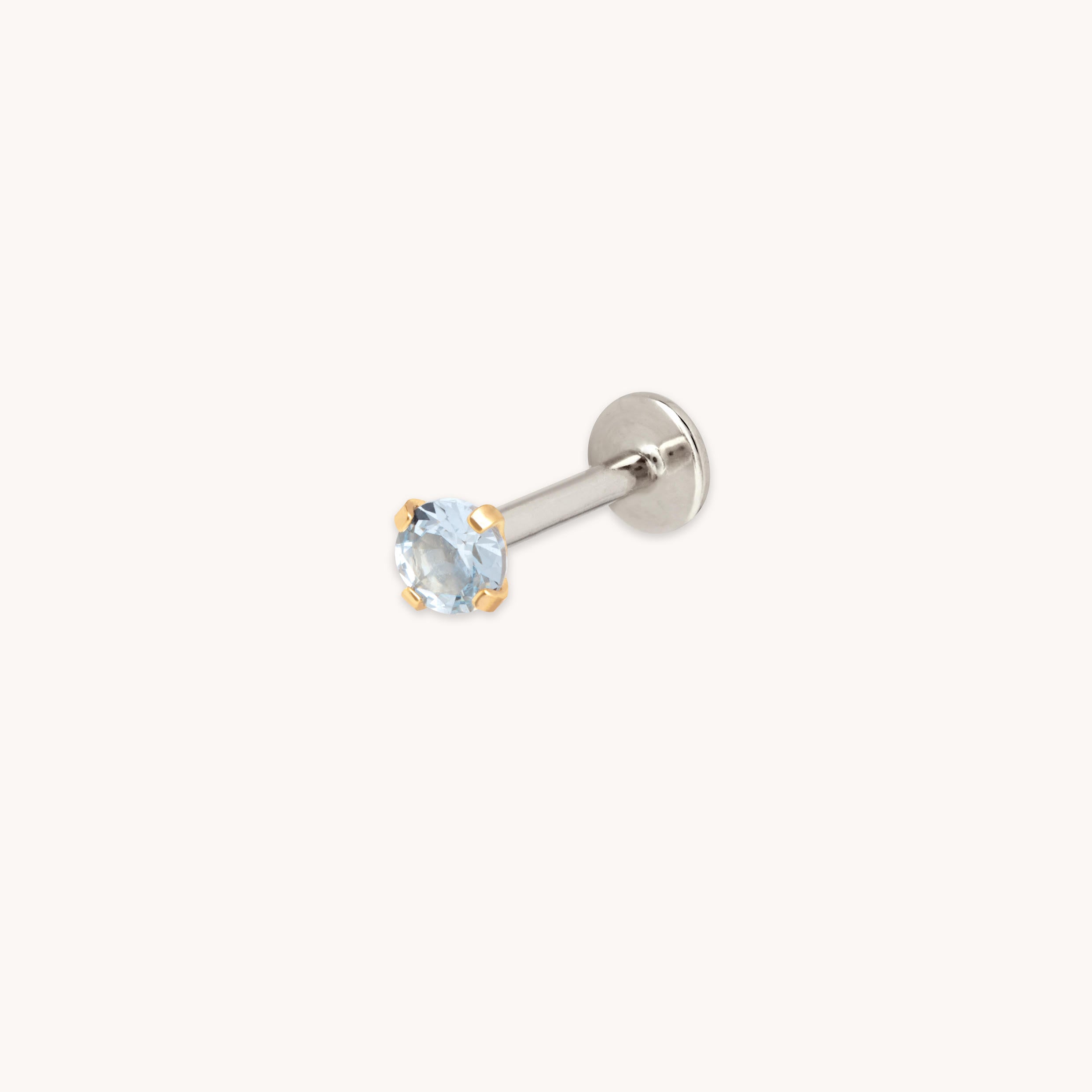 Blue Crystal Titanium Piercing Stud in Gold-Astrid & Miyu