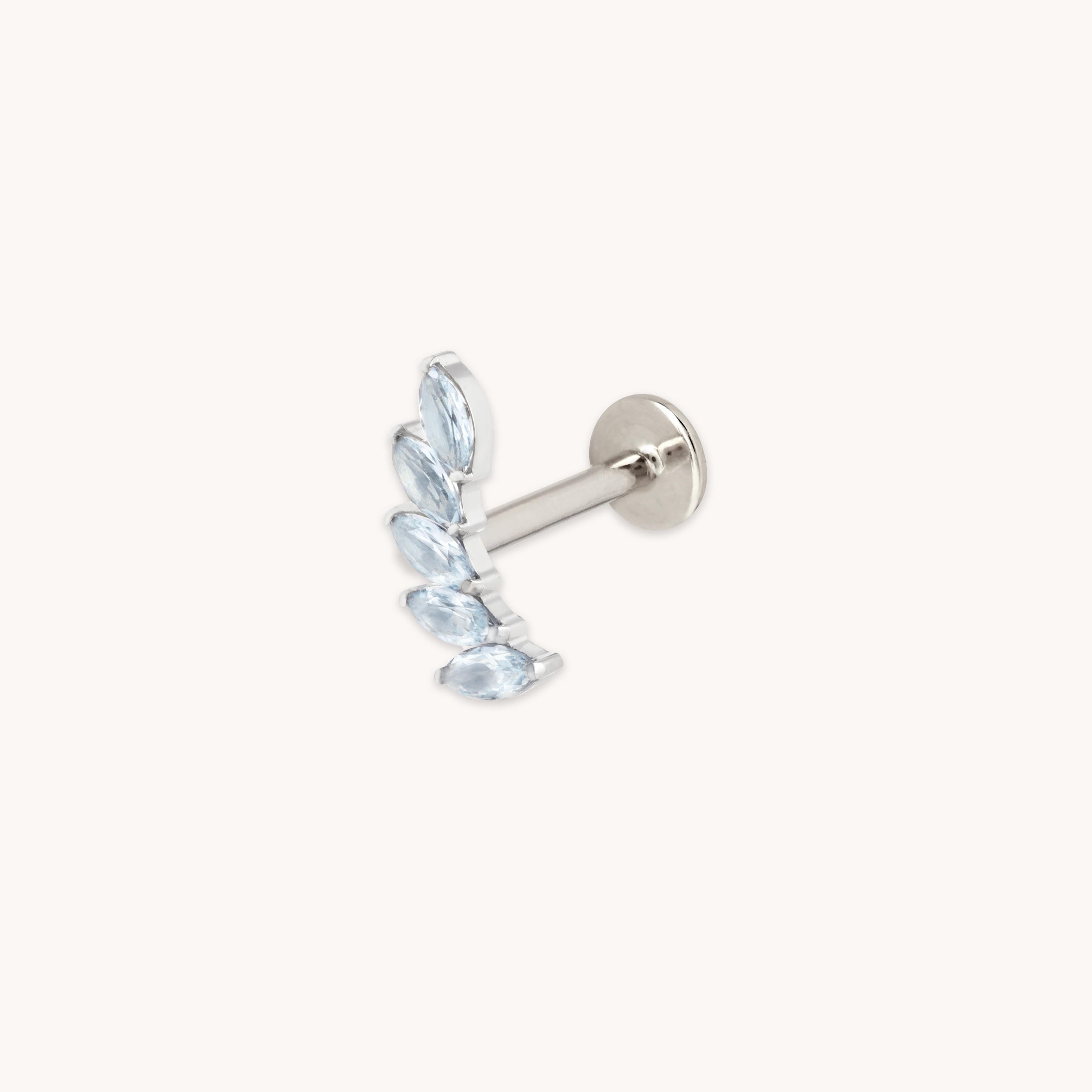 Blue Crystal Fan Titanium Piercing Stud in Platinum-Astrid & Miyu