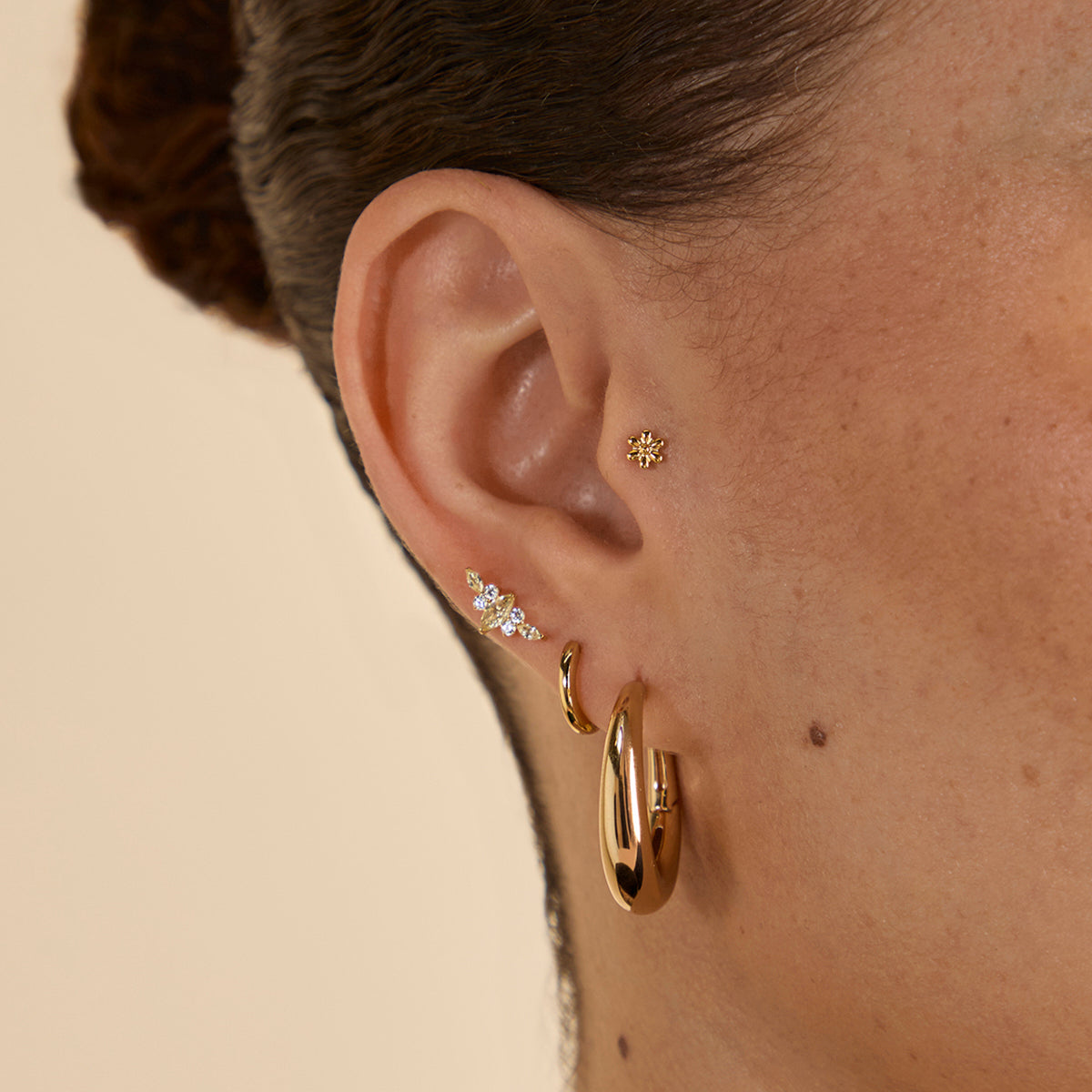 Flower Titanium Piercing Stud in Gold-Astrid & Miyu