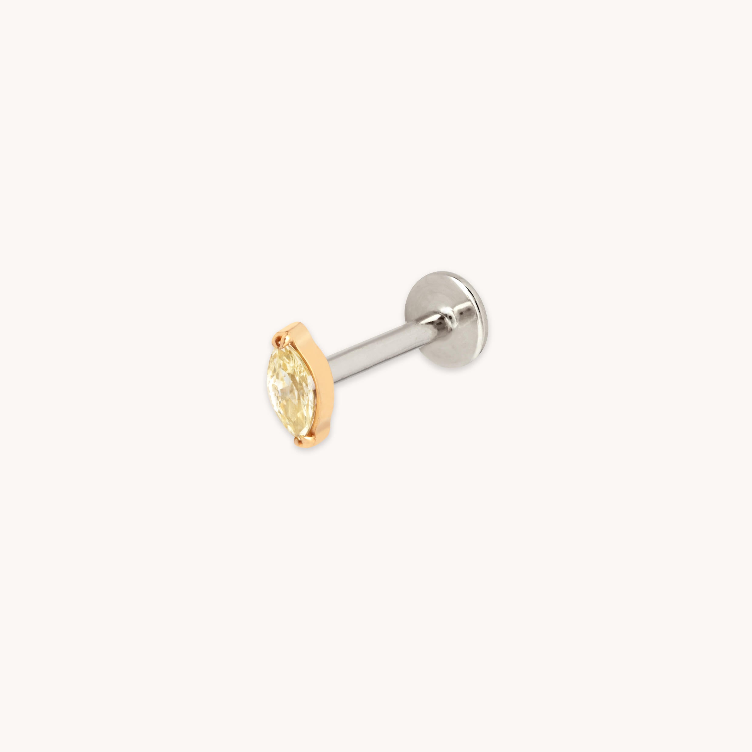 Yellow Crystal Titanium Piercing Stud in Gold-Astrid & Miyu