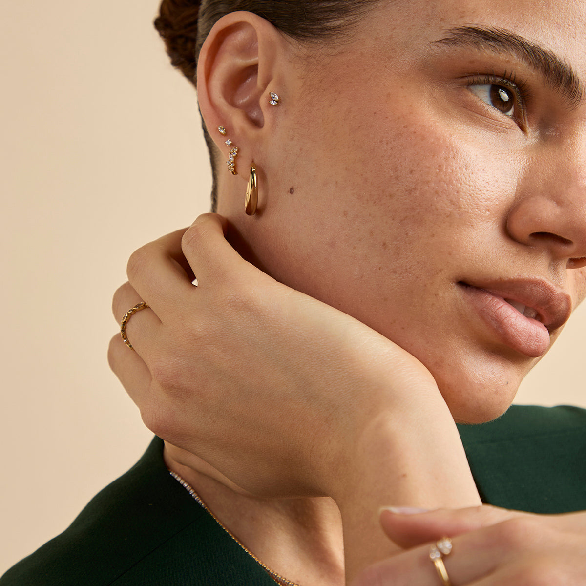 Yellow Crystal Titanium Piercing Stud in Gold-Astrid & Miyu