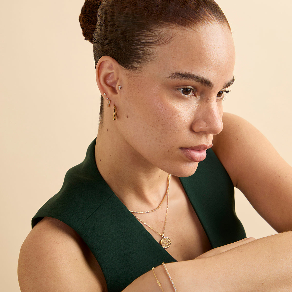 Yellow Crystal Titanium Piercing Stud in Gold-Astrid & Miyu