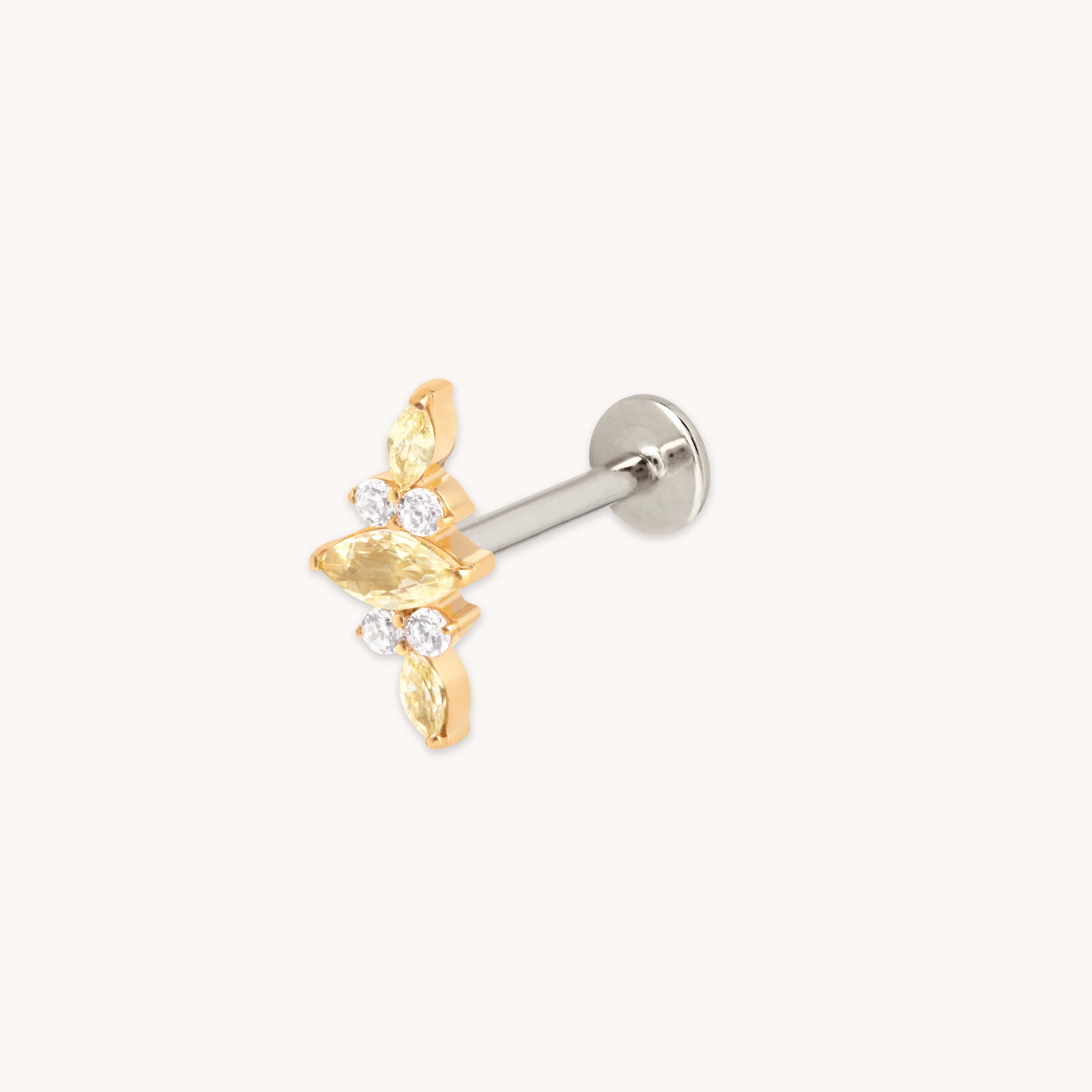 Yellow Cluster Titanium Piercing Stud in Gold-Astrid & Miyu