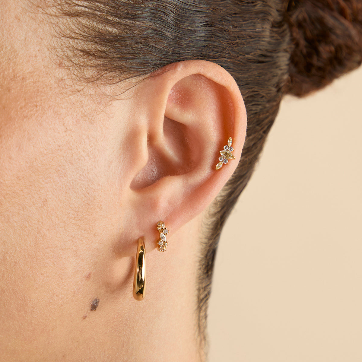 Yellow Cluster Titanium Piercing Stud in Gold-Astrid & Miyu