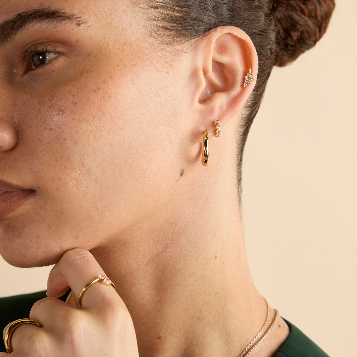 Yellow Cluster Titanium Piercing Stud in Gold-Astrid & Miyu