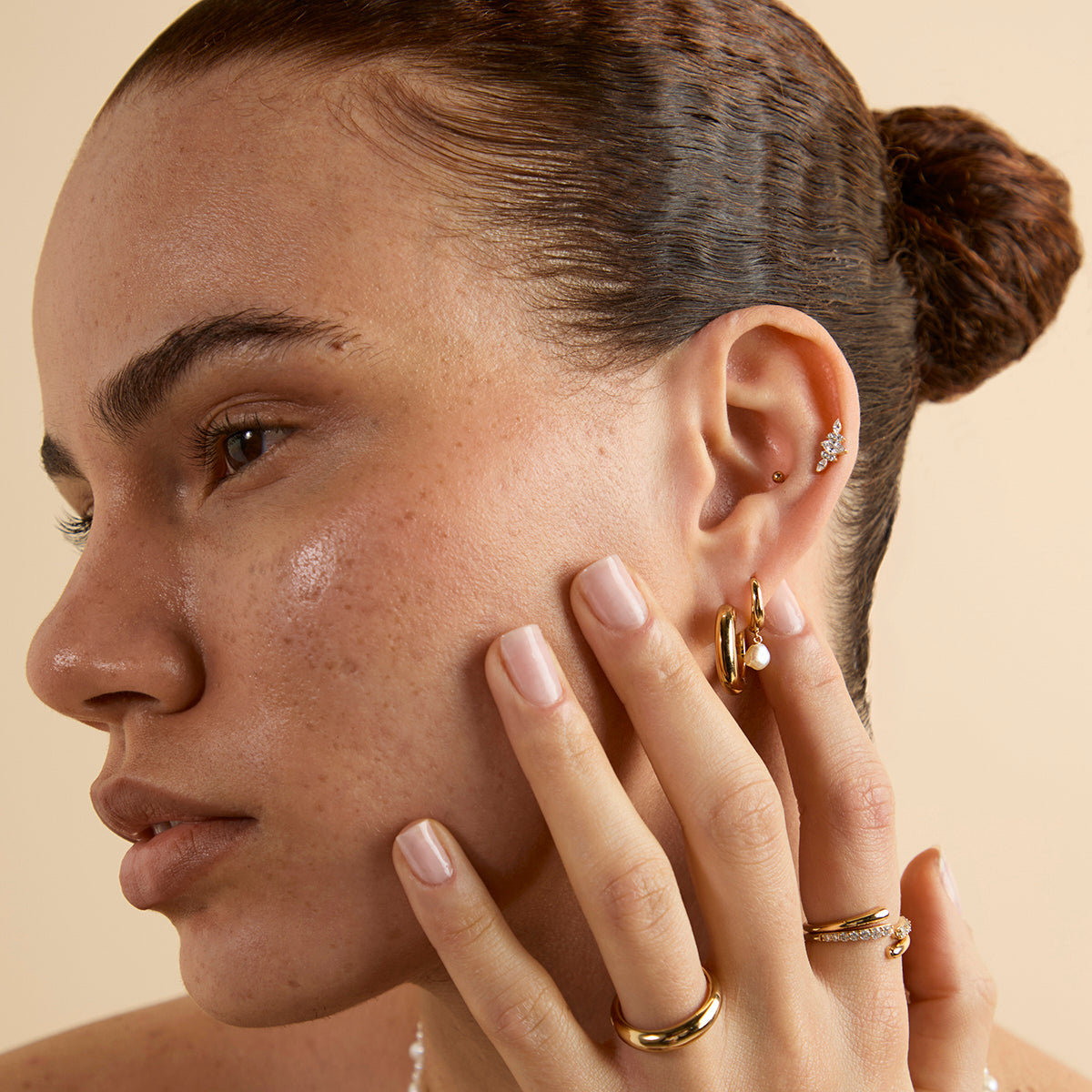 Yellow Cluster Titanium Piercing Stud in Gold-Astrid & Miyu