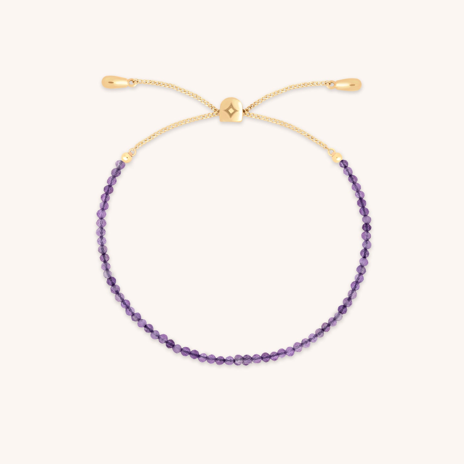 Amethyst February Beaded Bracelet in Solid Gold-Astrid & Miyu