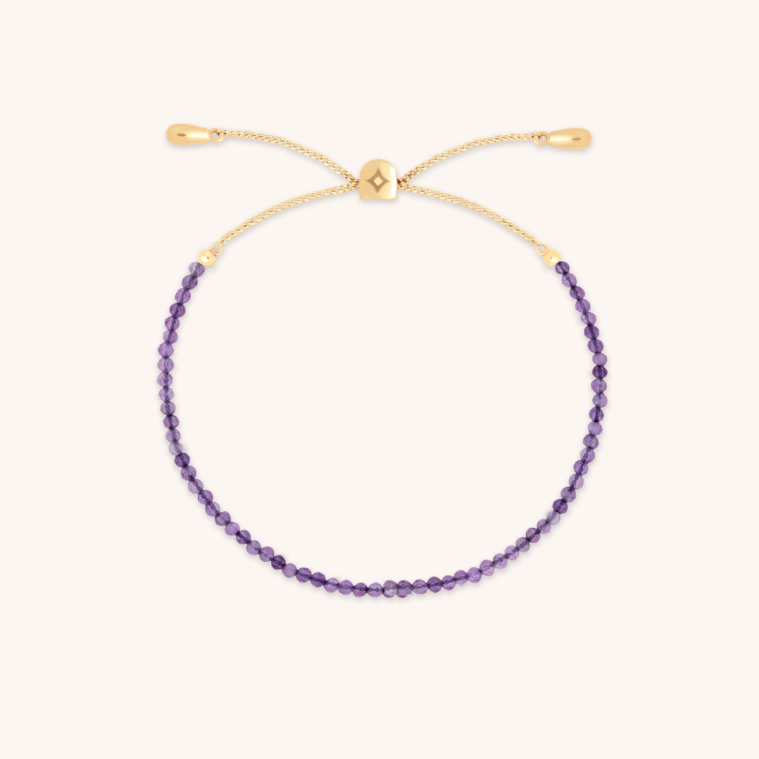 Amethyst February Beaded Bracelet in Solid Gold-Astrid & Miyu