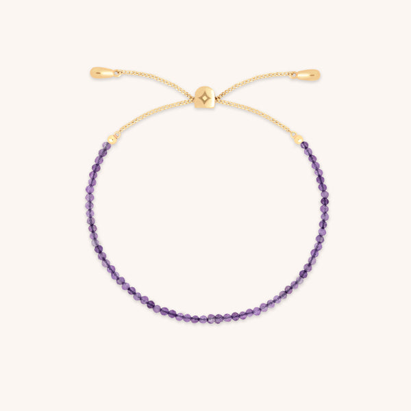 Amethyst February Beaded Bracelet in Solid Gold-Astrid & Miyu