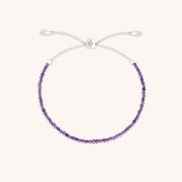Amethyst February Beaded Bracelet in Solid White Gold-Astrid & Miyu