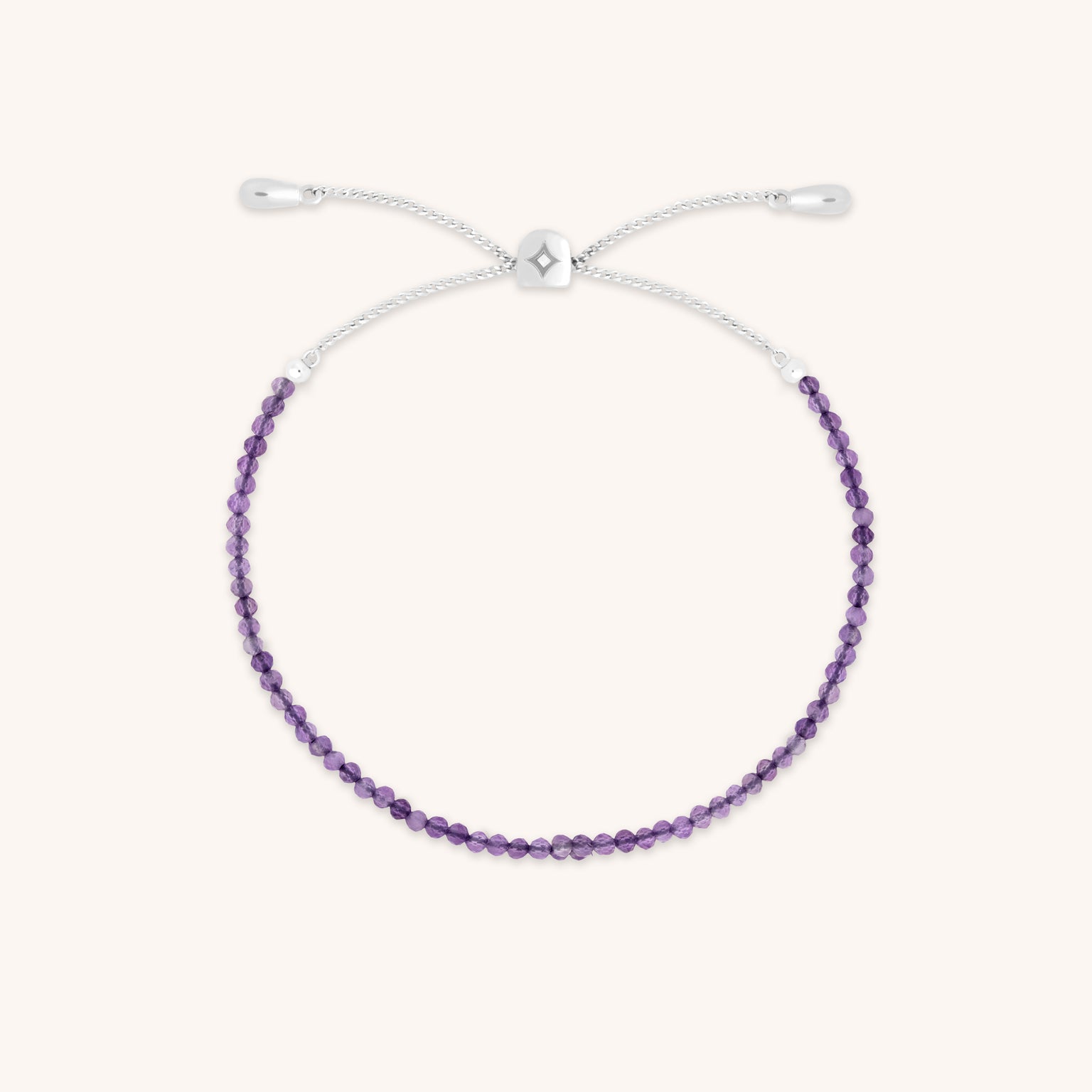 Amethyst February Beaded Bracelet in Solid White Gold-Astrid & Miyu