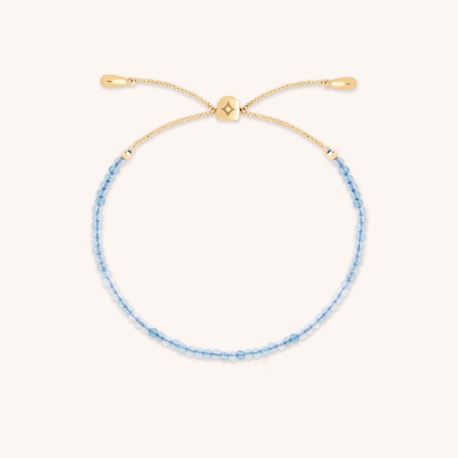 Aquamarine March Beaded Bracelet in Solid Gold-Astrid & Miyu